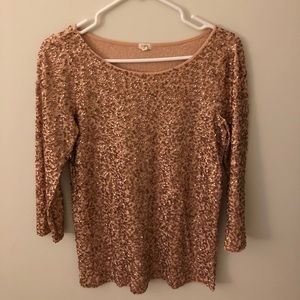 JCrew rose gold sequin shirt S